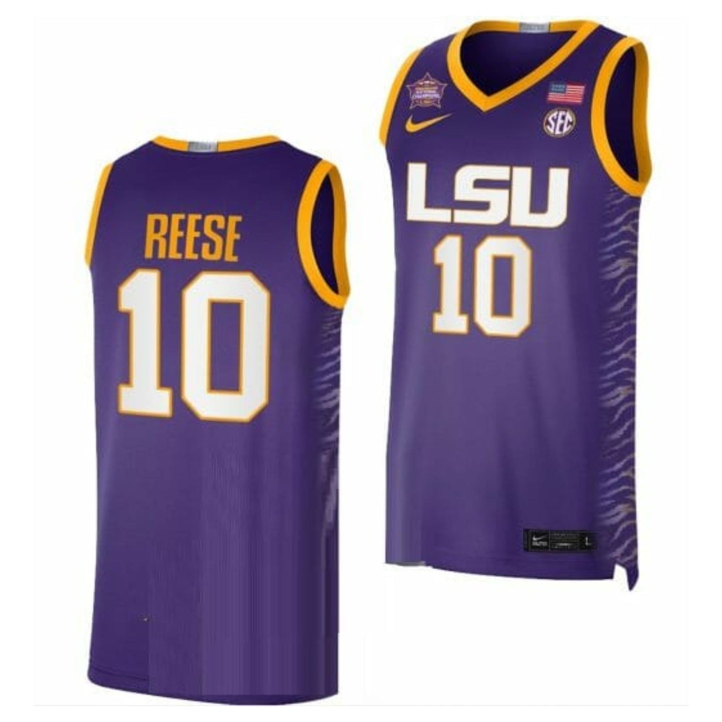 NCAAB Angel Reese Louisiana Tigers 10 Jersey