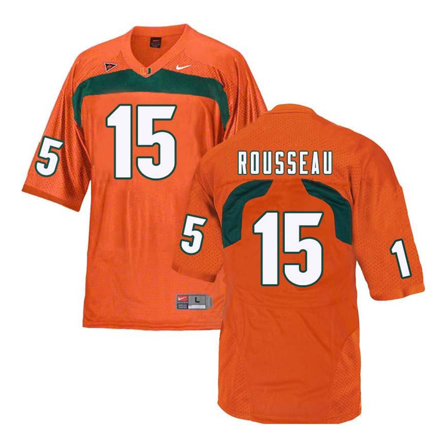 NCAA Gregory Rousseau Miami Hurricanes 15 Jersey