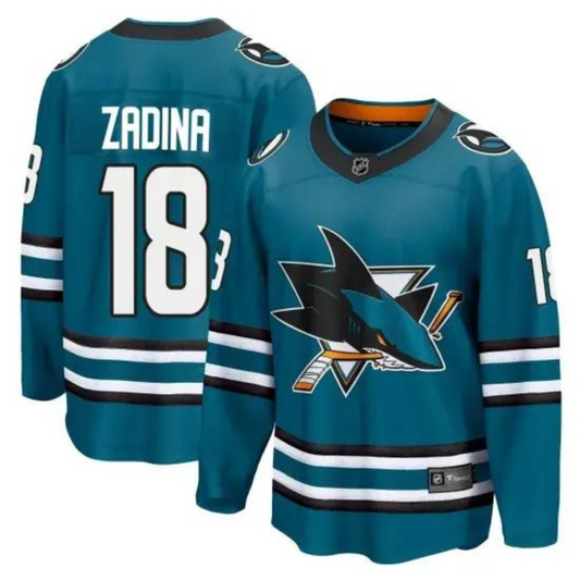 Hockey Filip Zadina San Jose Sharks 18 Jersey